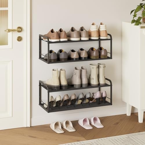 2-Pack 2-Tier Nanagiftree Carbon Steel Wall Mount Shoe Racks Deal