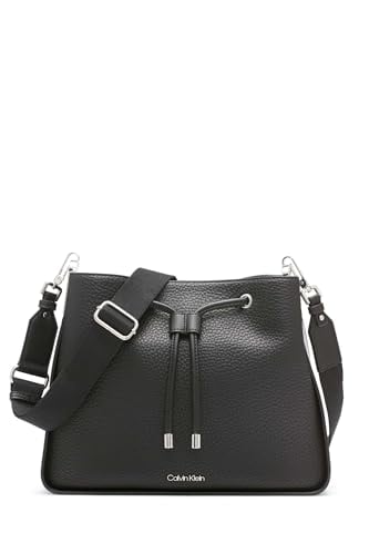 Calvin Klein Women’s Fay Drawstring Adjustable Hobo Bag Black Deal