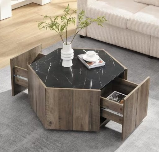 Christopher Knight Home Judson Retro 31.5" MDF Faux Marble Top Coffee Table w/ Hidden Drawers Deal