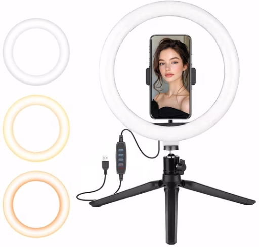 DAYBETTER 10" LED Selfie Ring Light w/ Tripod Stand & Phone Holder