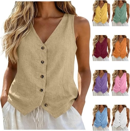 Women Cotton V Neck Tank Tops Deal