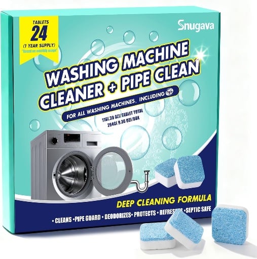 Washing Machine Cleaner Tablets and Deodorizer 24 Pack Deal