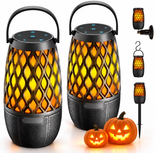 DTIRD 2-Pack IPX5 Bluetooth Outdoor Speakers with Lights