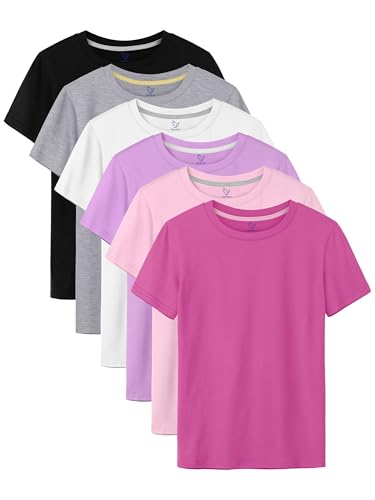 Girls Shirts Cotton Short Sleeve T-Shirts 6-Pack Deal