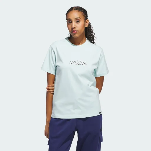 Adidas Women's Cozy Holiday Graphic Tee (Halo Mint)