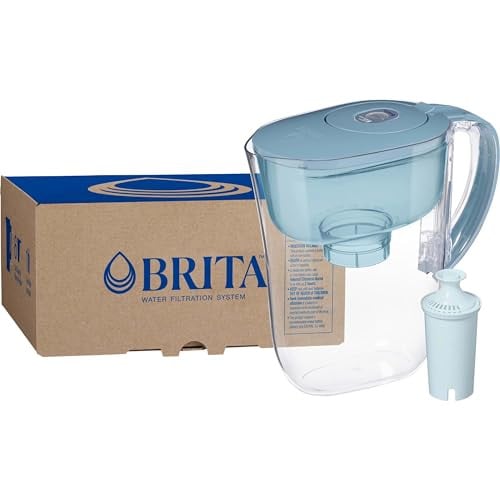 Brita Small 6-Cup Water Filter Pitcher with BritaPlus Filter, Stone Blue