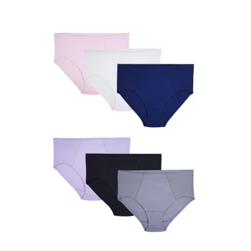Fit for Me by Fruit of the Loom Women's Plus Size Flexible Fit Brief Underwear 6-Pack