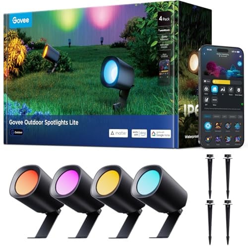 Govee RGBICWW Smart Outdoor Spotlights 6-Pack Deal