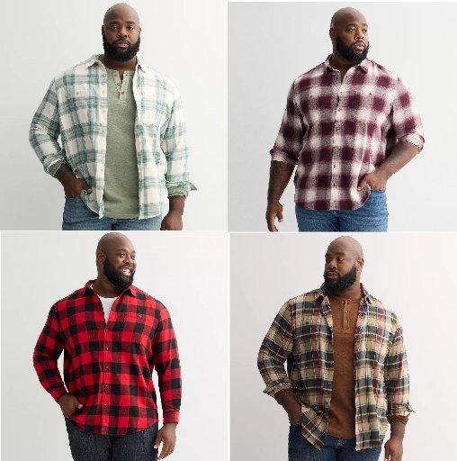 Big and Tall Long Sleeve Brushed Flannel Shirt