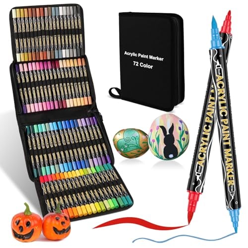 Colpart Dual Tip (Brush-Fine Tip) Acrylic Paint Markers 72-Color Deal