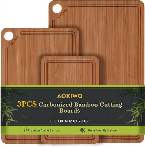AOKIWO Bamboo Cutting Board 3 Pcs