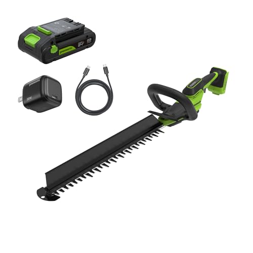 Greenworks 24V 20" Telescoping Pole Hedge Trimmer Attachment w/ 2.0Ah Battery & Charger