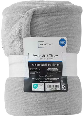 Mainstays 50" x 60" Cozy Sweatshirt Chenille Throw Blanket (4 Colors) Deal