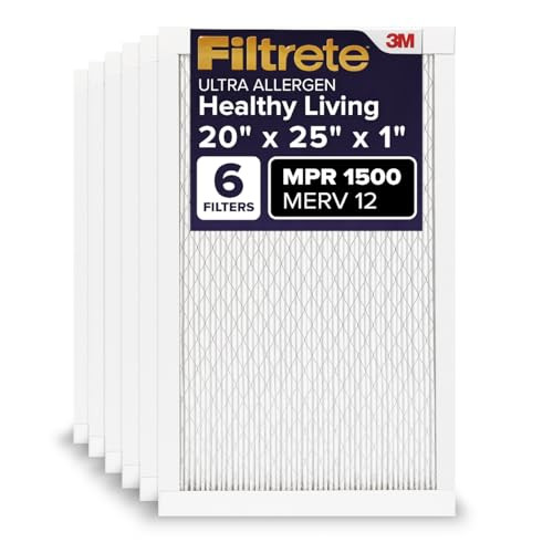 Filtrete 20x25x1 AC Furnace Air Filter, MERV 12, MPR 1500, 6-Pack