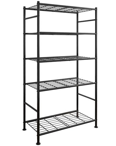 5-Tier Heavy-Duty Metal Storage Rack, 33"x12.6"x72", Black