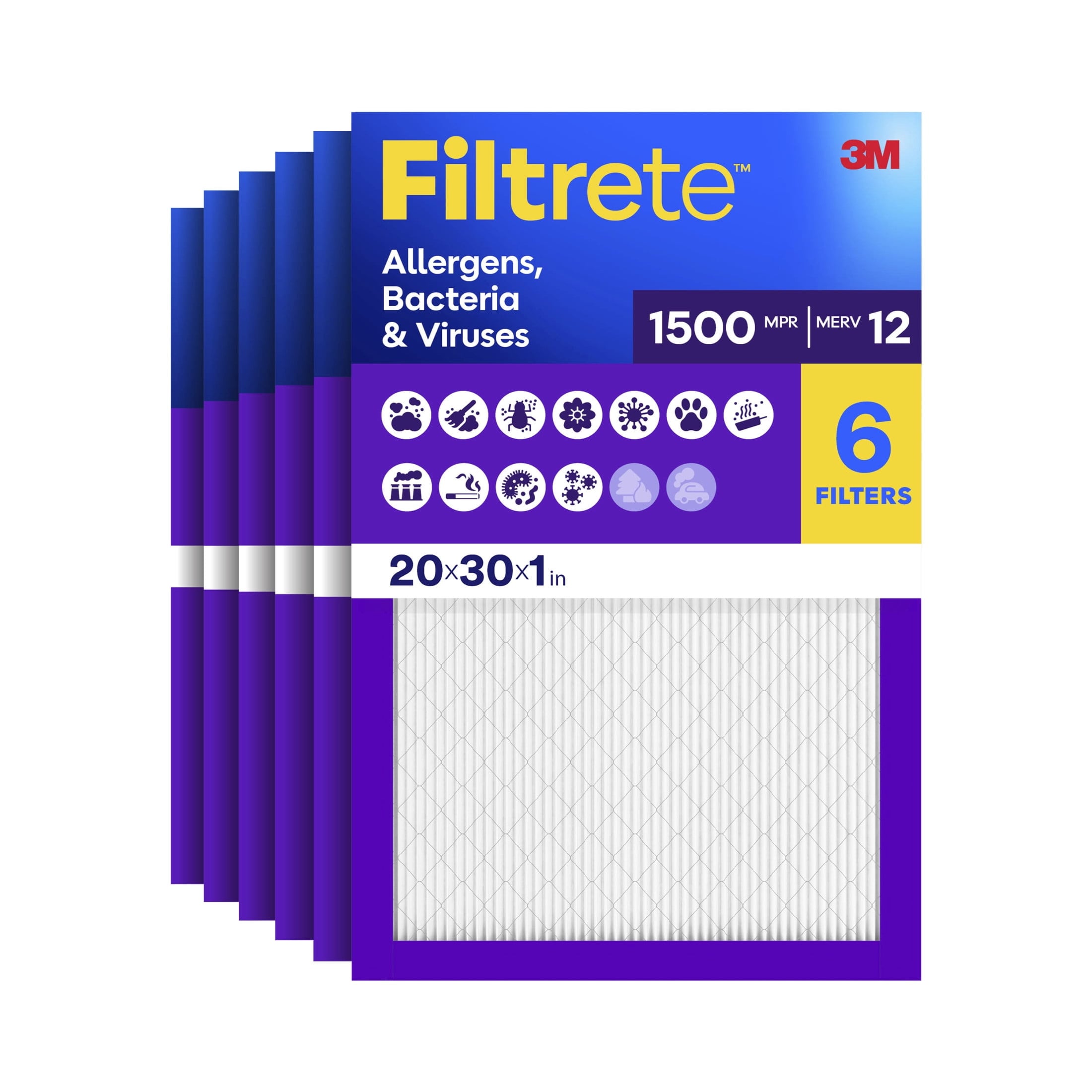 Filtrete 20x30x1 HVAC Furnace Air Filter MPR 1500 MERV 12 6 Pack Deal