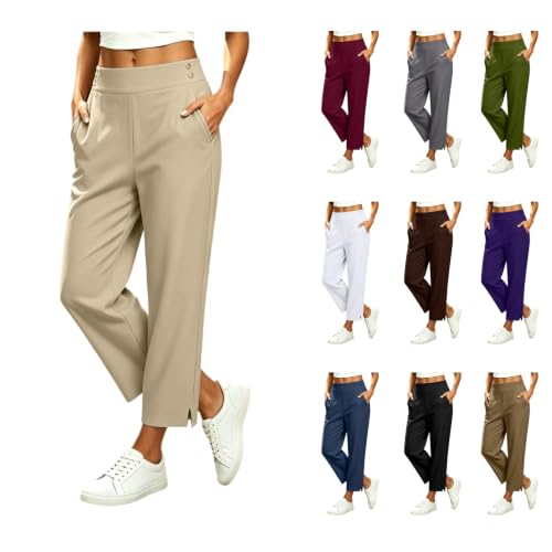 Women Elastic Waist Ankle Trousers