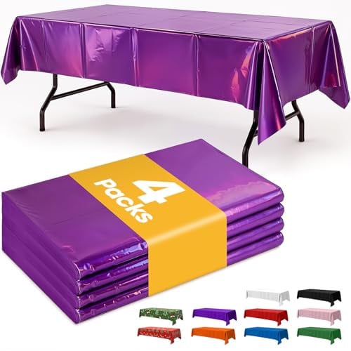 Niuara Iridescent Purple Plastic Tablecloth 4-Pack Deal
