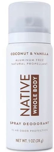 Native Whole Body Mini Deodorant Spray Coconut & Vanilla 1.0 oz 2-Pack Deal