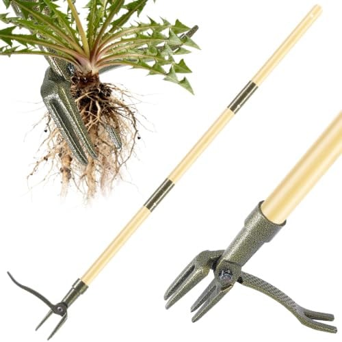 (Prime Deal) Stand Up Heavy Duty Weed Puller 4 Claw Steel Head Deal