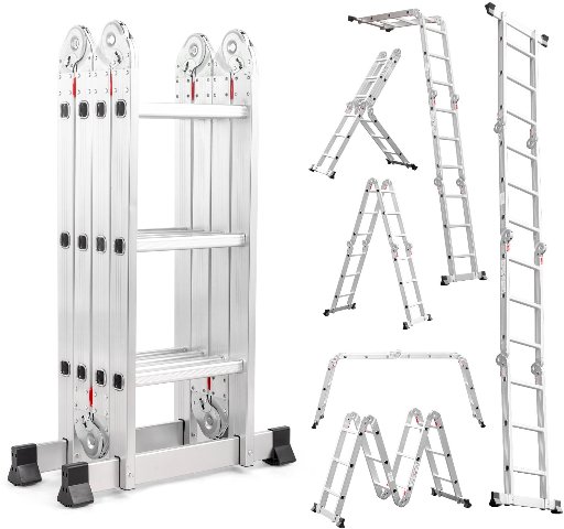 Ktaxon 12.5' Step Platform Foldable Scaffold Ladder w/ 330lb Capacity