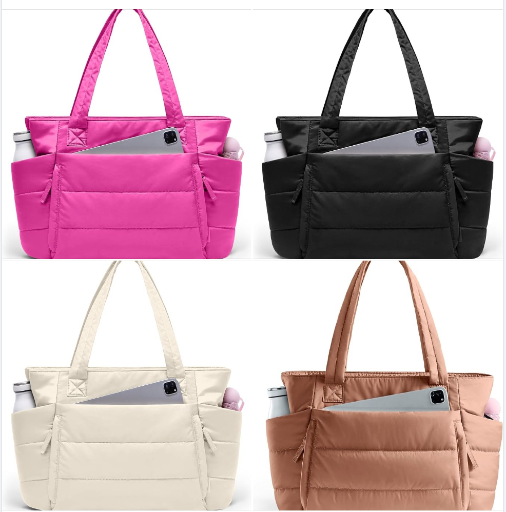 Uselike Quilted Puffer Tote Bag with Zipper Deal