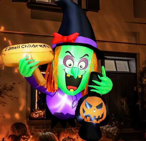 4ft Halloween Inflatable Scary Witch Rush Out of Window