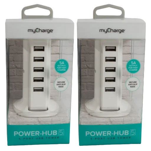 MyCharge Power-Hub 5-Port USB Tower 2-Pack Deal