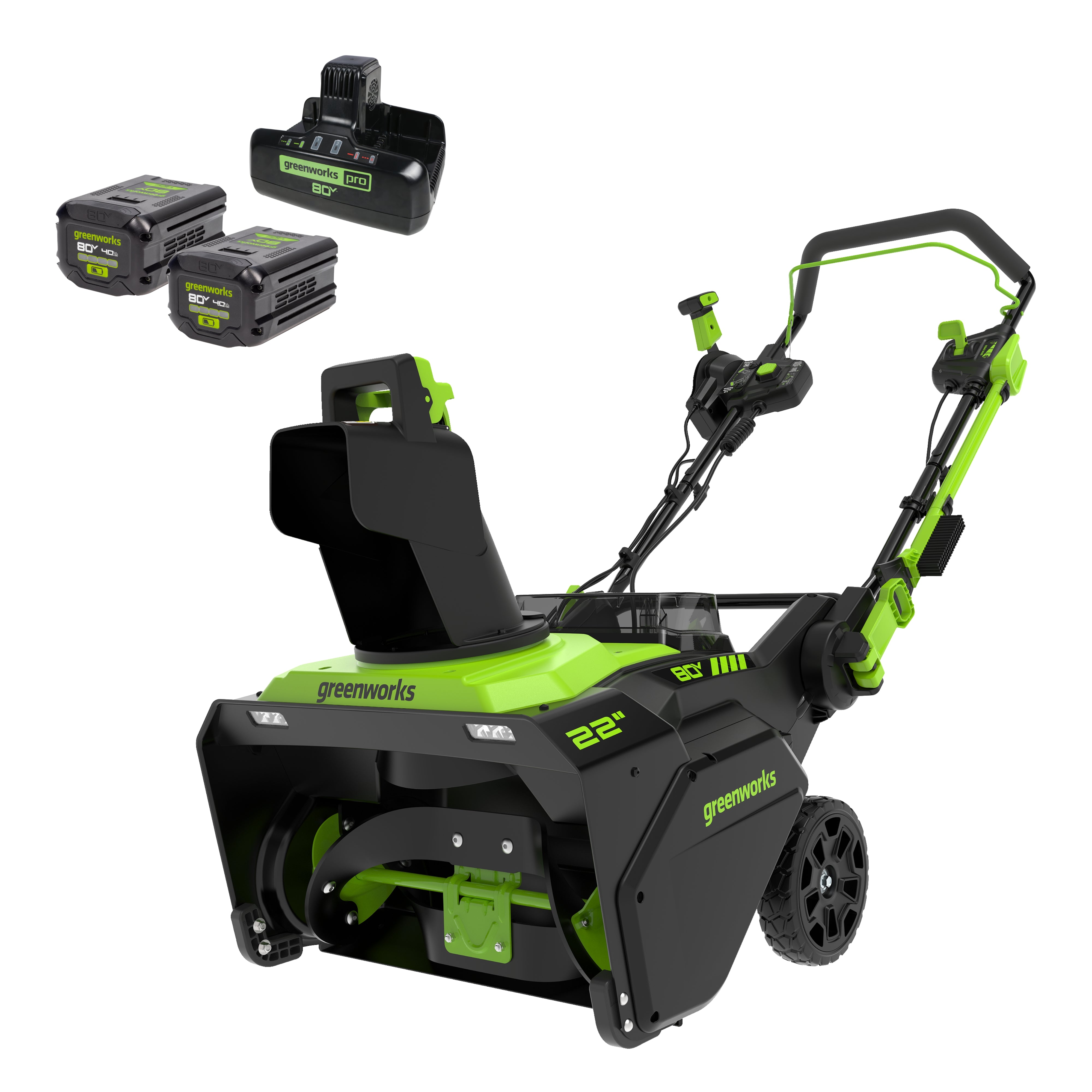 Greenworks 80V 22" Cordless Single-Stage Snow Blower with (2) 4.0Ah Batteries & Dual-Port Charger Deal