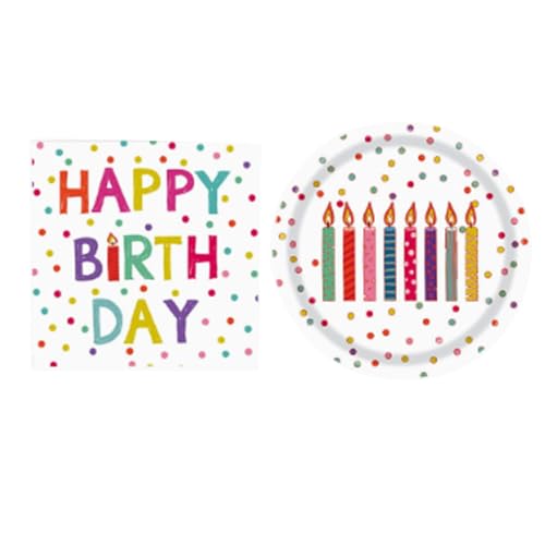 Happy Birthday Plates and Napkins 36-Piece Deal