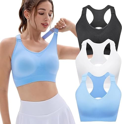 FITTIN Women's Adjustable Padded Sports Bra 3-Pack Deal