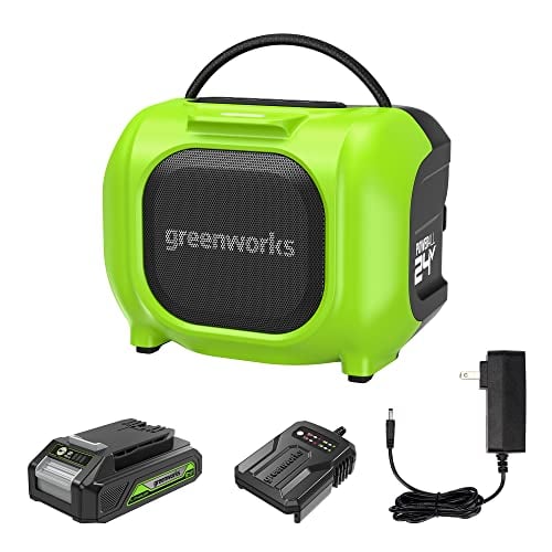 Greenworks 24V Bluetooth Speaker Kit with 2.0 Ah Battery and Charger