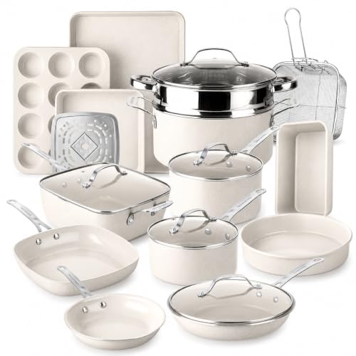 GRANITESTONE Ceraluxe 20 Pc Ceramic Cookware, Pots and Pans Set Non Stick Deal