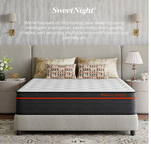 Sweetnight Twilighty 12" Medium Firm Memory Foam Hybrid Mattress Queen Size