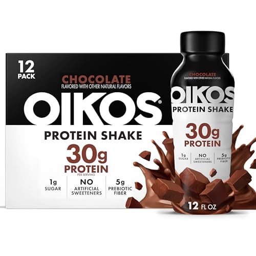 (Prime Deal) Oikos Protein Shake, Chocolate 12 fl oz Bottle, 12 Count