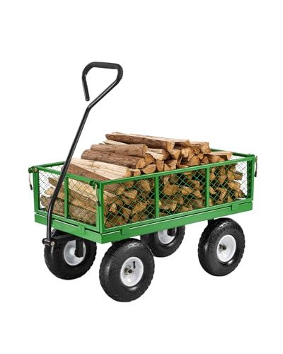 VEVOR 680 Lbs Steel Garden Cart with 10" Tires Removable Mesh Sides 180° Rotating Handle Deal