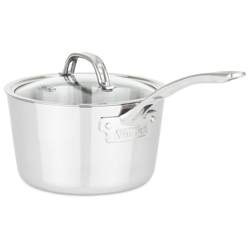Viking Contemporary 3-Ply Stainless Steel Sauce Pan with Glass Lid 3.4 Quart Deal