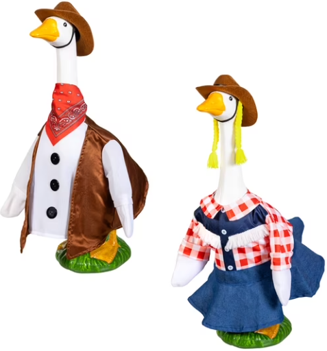 Mainstays Fall Cowboy & Cowgirl Porch Goose Outfit, Set of 2