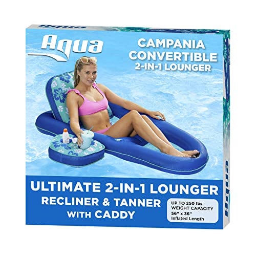 Aqua Campania Ultimate 2-in-1 Pool Float Lounge Extra Large Teal Hibiscus Deal