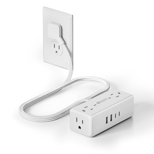 SUPERDANNY 3' 8-in-1 Flat-Plug Surge Protector: 4 Outlets + 4 USB Ports Deal