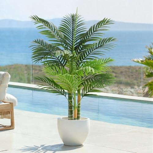 4' Keeplush Triple Golden Cane Artificial Tropical Palm Tree