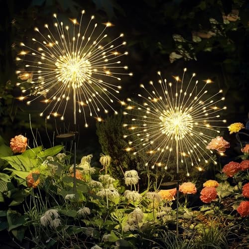 Gigalumi 120-LED Solar Firework Garden Lights 2-Pack (Warm White)