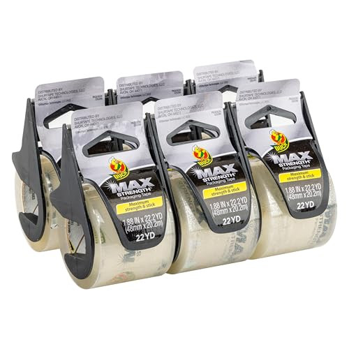 Duck Max Strength Packing Tape w/ Dispenser 6-Pack