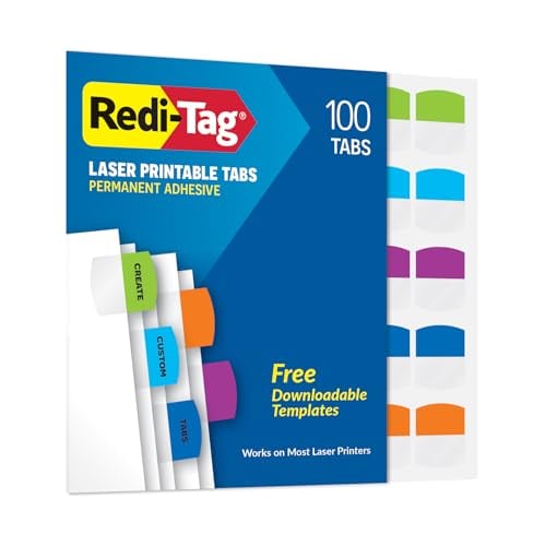 Redi-Tag Laser Printable Permanent Index Tabs 100-Pack Deal