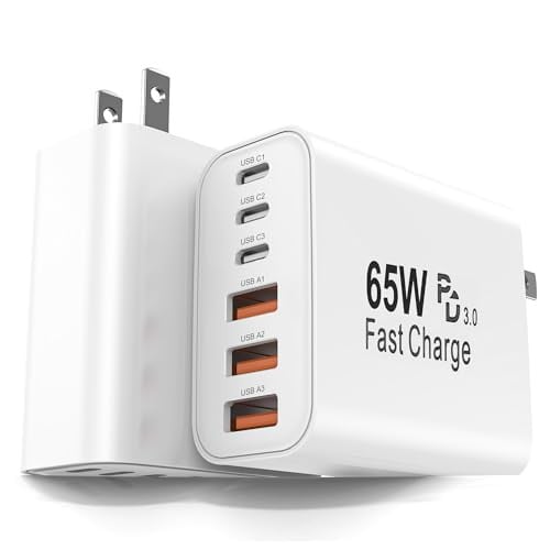2-Pack 65W 6-Port Fast Wall Charger with 3 PD USB-C & 3 QC 3.0 USB-A Deal