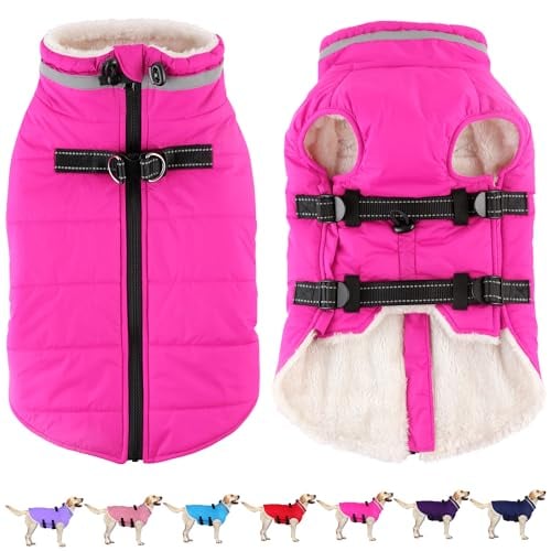 Dogcheer Dog Winter Coat with Harness Built in