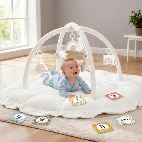 5-in-1 Thick & Plush Baby Play Gym with 6 Toys