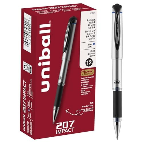 Uniball 207 Impact Gel Pens, 12-Pack, 1.0mm Bold Point Deal