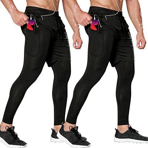 2 Pack Mens Athletic Compression Running Pants Deal