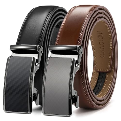 Twin Pack Leather Ratchet Belts - Black / Brown Deal